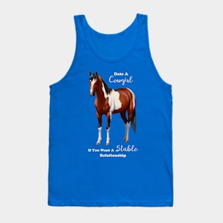 Funny Date A Cowgirl Bay Paint Horse Tank Top